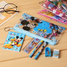 Set Túi dụng cụ học tập 7 chi tiết tiện lợi cho bé hình elsa siêu nhân nhện spider man công chúa dễ thương 3