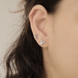 Bông Tai Nữ Đá Zircon Cz 5A Hình Nơ, Hình Lá NHÀ CÚ Cây Xỏ Bạc 925 Màu Bạc Dễ Thương 17739 4