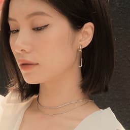 Dây Chuyền Nữ Đá Zircon Cz 5A Layer 2 Tầng Khối Nhỏ NHÀ CÚ Màu Bạc Phong Cách Hàn Quốc 7115 5