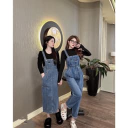 Quần yếm bò, váy yếm bò nữ, rút eo dáng rộng phong cách hàn quốc siêu xinh 1