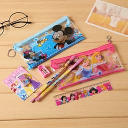 Set Túi dụng cụ học tập 7 chi tiết tiện lợi cho bé hình elsa siêu nhân nhện spider man công chúa dễ thương 7