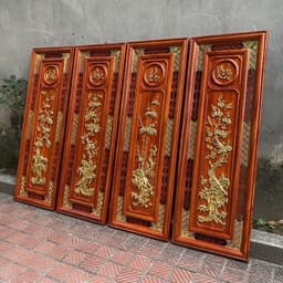 Tranh tứ quý gỗ hương treo tường 6