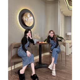 Quần yếm bò, váy yếm bò nữ, rút eo dáng rộng phong cách hàn quốc siêu xinh 2