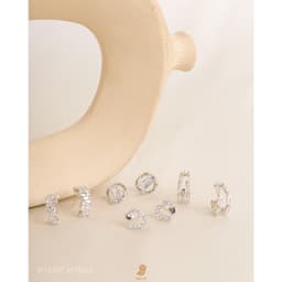 Bông Tai Nữ Cây Xỏ Bạc 925 NHÀ CÚ Mặt Khối Đá Hình Vuông Màu Bạc 18297 3
