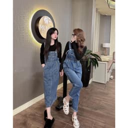 Quần yếm bò, váy yếm bò nữ, rút eo dáng rộng phong cách hàn quốc siêu xinh 4