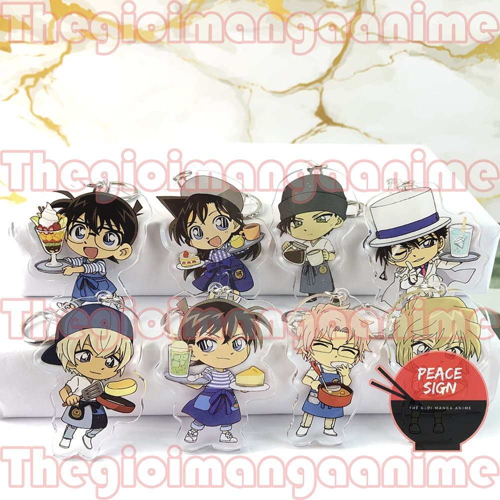 (mua 1 tặng 1) Móc khóa DETECTIVE CONAN Thám Tử Lừng Danh ver PHỤC VỤ mica trong acrylic anime chibi độc đáo