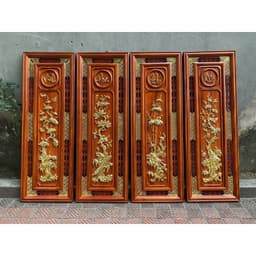Tranh tứ quý gỗ hương treo tường 1