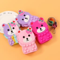 [Mới] Túi xách nữ đeo chéo silicon hình gấu dâu, bong bóng pop-it thời trang dễ thương đựng lì xì 6