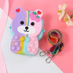 [Mới] Túi xách nữ đeo chéo silicon hình gấu dâu, bong bóng pop-it thời trang dễ thương đựng lì xì 4