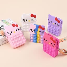 [Mới] Túi xách nữ đeo chéo silicon hình kitty, bong bóng pop-it giảm căng thẳng thời trang dễ thương 2