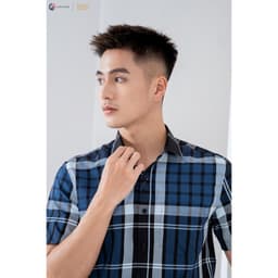 Áo Sơ Mi Nam Ngắn Tay DGC Dáng suông Regular, Họa Tiết Kẻ Caro Chất Vải Cao Cấp Thoáng Mát-SASNBC21M 5
