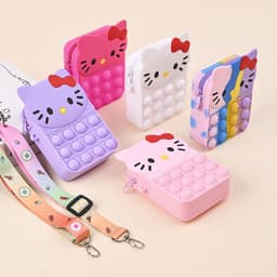 [Mới] Túi xách nữ đeo chéo silicon hình kitty, bong bóng pop-it giảm căng thẳng thời trang dễ thương 3