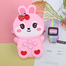 [Mới] Túi xách nữ đeo chéo silicon hình thỏ dâu, bong bóng pop it thời trang dễ thương 4