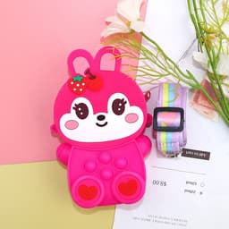 [Mới] Túi xách nữ đeo chéo silicon hình thỏ dâu, bong bóng pop it thời trang dễ thương 6