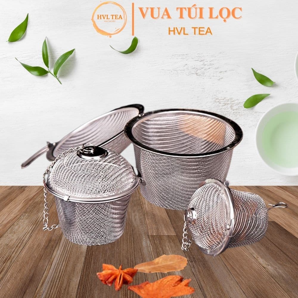 Lọc inox 304 hình trụ lưới cao cấp, nhiều kích thước, có dây treo - HVL TEA