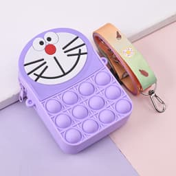 Túi xách đeo chéo silicon hình mèo máy đô rê mon doraemon, bong bóng pop-it thời trang dễ thương 9