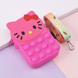 [Mới] Túi xách nữ đeo chéo silicon hình kitty, bong bóng pop-it giảm căng thẳng thời trang dễ thương 7