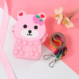 [Mới] Túi xách nữ đeo chéo silicon hình gấu dâu, bong bóng pop-it thời trang dễ thương đựng lì xì 5