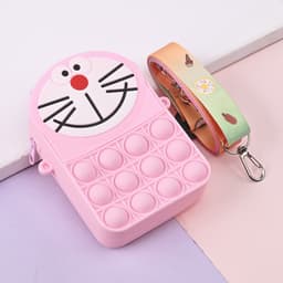 Túi xách đeo chéo silicon hình mèo máy đô rê mon doraemon, bong bóng pop-it thời trang dễ thương 7