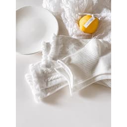 Set 5 Đôi Tất dệt kim gân trắng bèo cổ cao ,trung Phong Cách Hàn Quốc Mẫu tt19 { u308 } 9