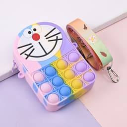 Túi xách đeo chéo silicon hình mèo máy đô rê mon doraemon, bong bóng pop-it thời trang dễ thương 3