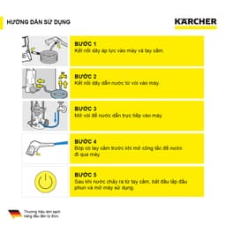 Máy phun rửa áp lực cao Karcher K 2 Horizontal động cơ chổi than, áp lực 110 bar và đã bao gồm dây cấp nước 5