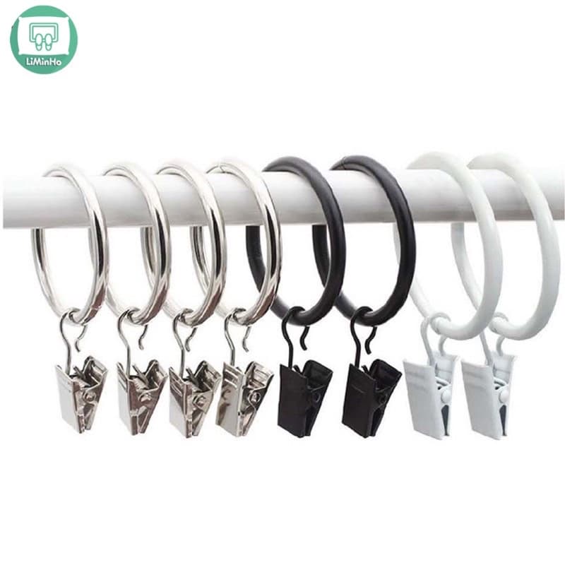Móc treo rèm kèm khoen tròn dạng kẹp tiện dụng bộ 10 chiếc