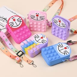 Túi xách đeo chéo silicon hình mèo máy đô rê mon doraemon, bong bóng pop-it thời trang dễ thương 2