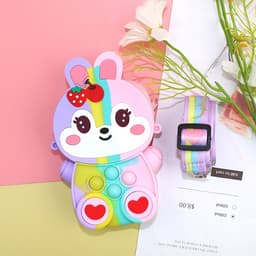[Mới] Túi xách nữ đeo chéo silicon hình thỏ dâu, bong bóng pop it thời trang dễ thương 2