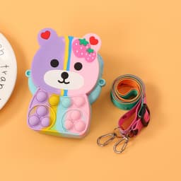 [Mới] Túi xách nữ đeo chéo silicon hình gấu dâu, bong bóng pop-it thời trang dễ thương đựng lì xì 8