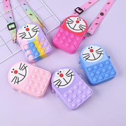 Túi xách đeo chéo silicon hình mèo máy đô rê mon doraemon, bong bóng pop-it thời trang dễ thương 5