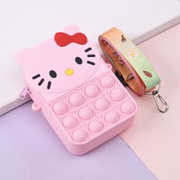 [Mới] Túi xách nữ đeo chéo silicon hình kitty, bong bóng pop-it giảm căng thẳng thời trang dễ thương 6