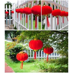 Combo 30cái và 16 cái lồng đèn  đỏ mini bằng nhựa bọc vải nhung trang trí lễ hội, Tết 3