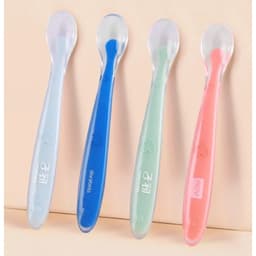Thìa Silicon Ăn Dặm Cho Bé Chất Liệu Mềm Mại An Toàn Hỗ Trợ Bé Tự Tập Ăn Dễ Dàng 8