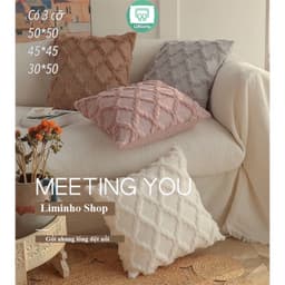 Gối LÔNG tựa lưng sofa văn phòng chất liệu vải nhung lông dập vân nổi phong cách hiện đại 1