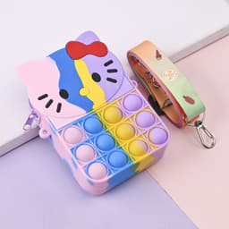 [Mới] Túi xách nữ đeo chéo silicon hình kitty, bong bóng pop-it giảm căng thẳng thời trang dễ thương 4