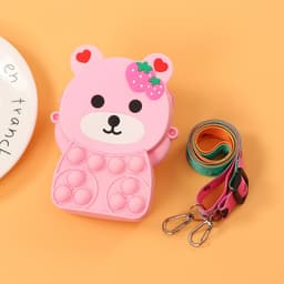[Mới] Túi xách nữ đeo chéo silicon hình gấu dâu, bong bóng pop-it thời trang dễ thương đựng lì xì 7