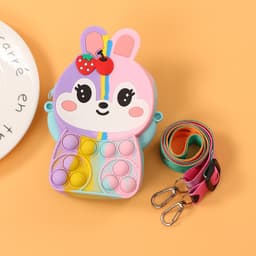 [Mới] Túi xách nữ đeo chéo silicon hình thỏ dâu, bong bóng pop it thời trang dễ thương 5