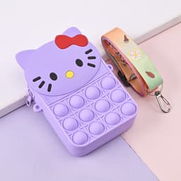 [Mới] Túi xách nữ đeo chéo silicon hình kitty, bong bóng pop-it giảm căng thẳng thời trang dễ thương 5