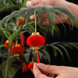 Combo 30cái và 16 cái lồng đèn  đỏ mini bằng nhựa bọc vải nhung trang trí lễ hội, Tết 9