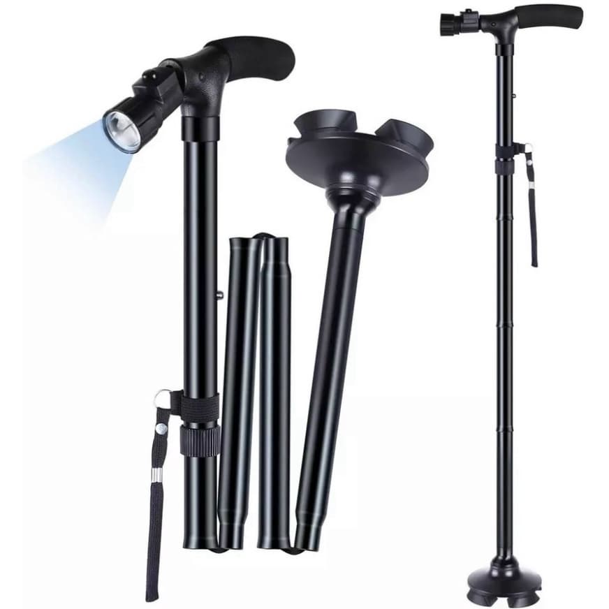 Gậy chống cho người già 2in1 gậy chống trượt, gậy batoong, kết hợp đèn pin chiếu sáng