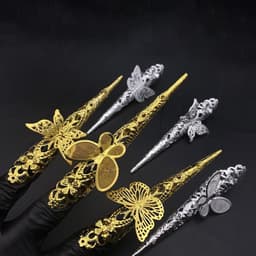 (1 chiếc) Phụ kiện cổ trang GẮN ĐIỆP móng tay hộ chỉ hộ giáp nhà Thanh phiến kim loại cosplay xinh xắn tiện lợi 3