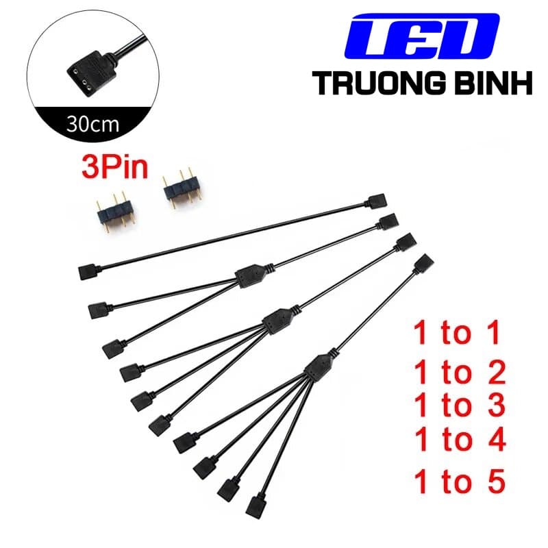 DÂY CHIA TÍN HIỆU ARGB SANG 5V3PIN KẾT NỐI LED FULL MÀU WS2812B VỚI MÁY TÍNH