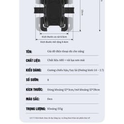 Giá Đỡ - Kẹp Điện Thoại Gắn Xe Máy HT507 có ô dù che mưa che nắng, Chống Cướp Cực Chắc Chắn 4