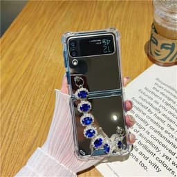 [CÓ SẴN] Ốp Z Flip 8 - ZFlip 7 - Flip6 - Flip5 5G tráng gương kèm dây đeo đính đá lấp lánh xanh coban siêu sang trọng 3