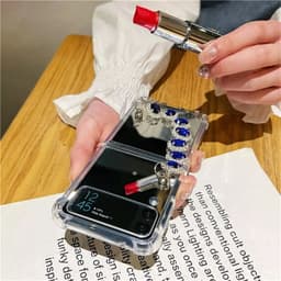 [CÓ SẴN] Ốp Z Flip 8 - ZFlip 7 - Flip6 - Flip5 5G tráng gương kèm dây đeo đính đá lấp lánh xanh coban siêu sang trọng 4