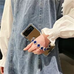 [CÓ SẴN] Ốp Z Flip 8 - ZFlip 7 - Flip6 - Flip5 5G tráng gương kèm dây đeo đính đá lấp lánh xanh coban siêu sang trọng 2