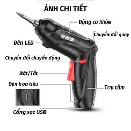 Máy khoan vặn vít mini 15 món pin sạc, đảo chiều tiện dụng cho mọi công việc sửa chữa. 3