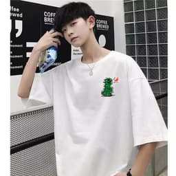 Áo nam nữ tay lỡ form rộng KHỦNG LONG PHUN LỬA cổ tròn 4