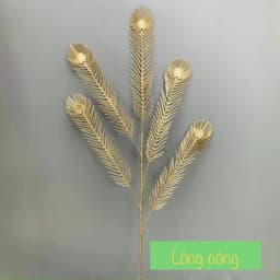 CÀNH LÁ TÁO , ĐUÔI CÔNG, TIM, RẺ QUẠT PHỦ MÀU VÀNG ĐỒNG TRANG TRÍ NHÀ CỬA 3